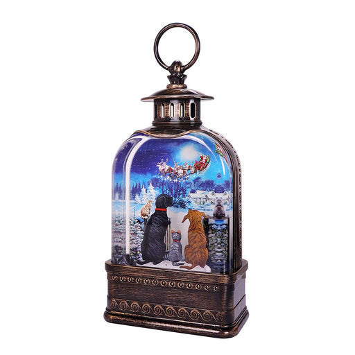 10.75"W North Pole Paws Dome Sub. Glitter Lantern - 10.75"W North Pole Paws Dome Sub. Glitter Lantern