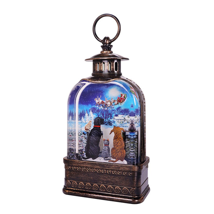 10.75"W North Pole Paws Dome Sub. Glitter Lantern - 10.75"W North Pole Paws Dome Sub. Glitter Lantern