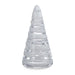  8" Snowdrift Conical Tree is wrapped in delicate, hand-sculpted ribbons of glass on  white background 