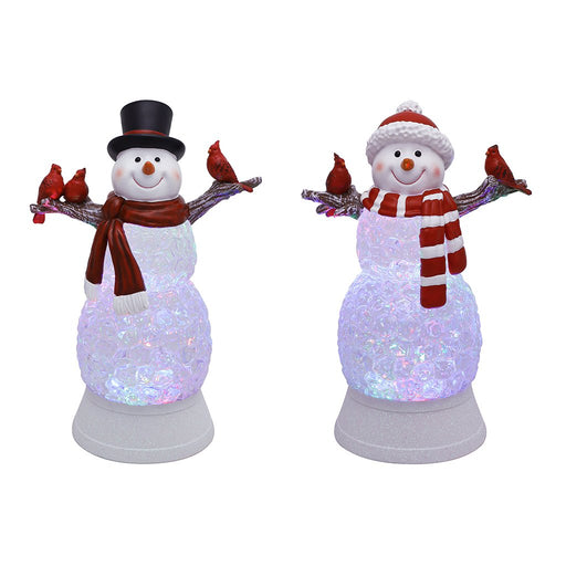 11" Glitter Snowman with Cardinal - Assorted 1 at random - 11" Glitter Snowman with Cardinal - Assorted 1 at random