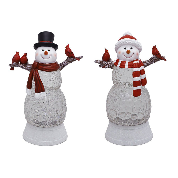 11" Glitter Snowman with Cardinal - Assorted 1 at random - 11" Glitter Snowman with Cardinal - Assorted 1 at random