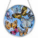 Bridgeton Hall 4.5-inch Rainbow Love stained-glass-style suncatcher featuring a colorful rainbow design with a love-themed motif hanging in a sunny window.
