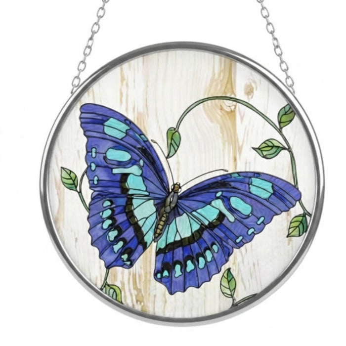 Bridgeton Hall 4.5-inch Jewel Garden medium circle stained-glass-style suncatcher featuring colorful jewel-toned flowers and garden-inspired artwork.