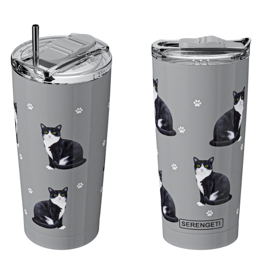 E&S Imports : Black & White Cat Serengeti Tumbler