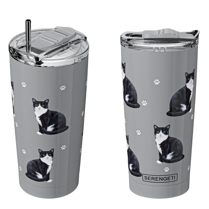 E&S Imports : Black & White Cat Serengeti Tumbler