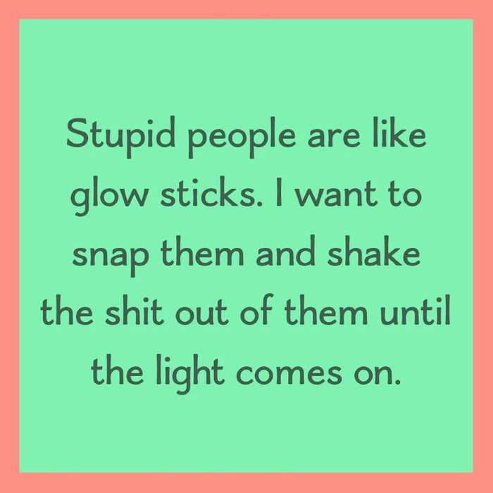 Funny “Drinks On Me: Glow Sticks” drink coaster with playful party-inspired design