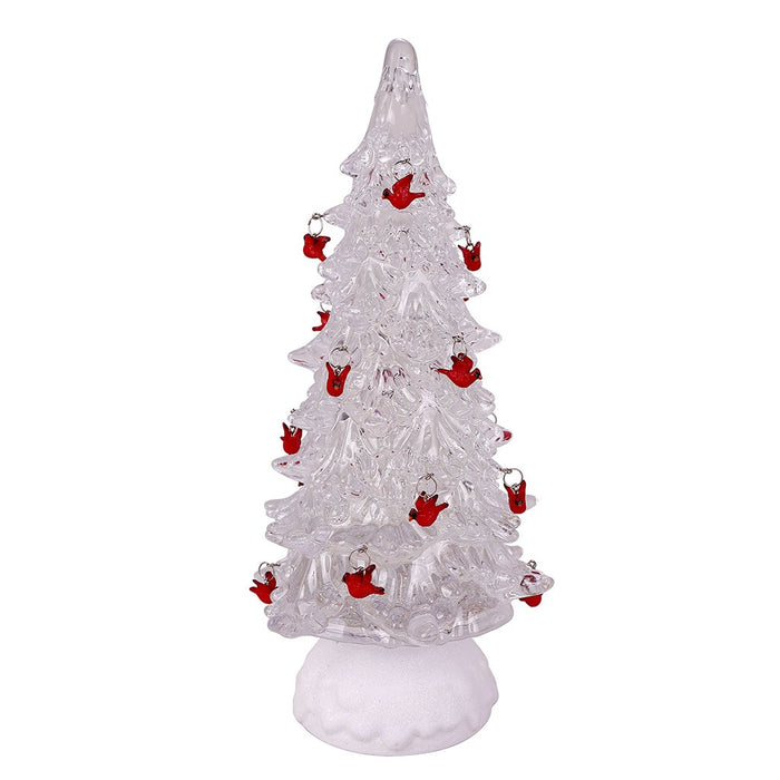 12" LED Glitter Tree with Cardinal Ornaments - 12" LED Glitter Tree with Cardinal Ornaments