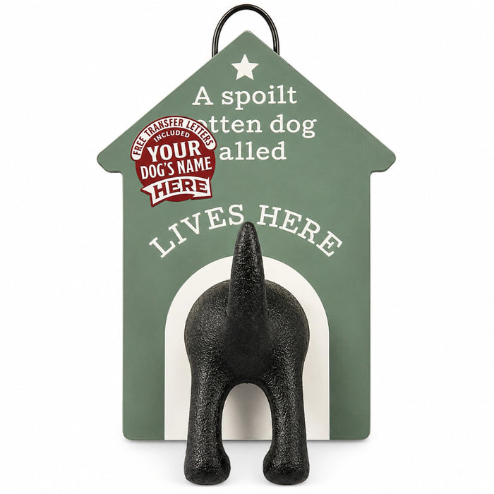  The History & Heraldry Personalised Dog Lead Hook in Blank Grey mounts easily near your door. 