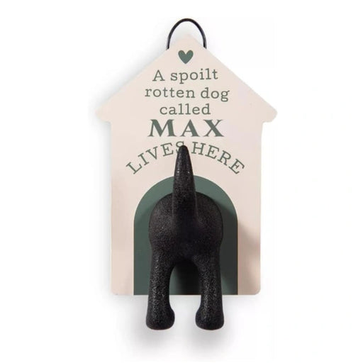 The History & Heraldry Personalised Dog Lead Hook for Max mounts easily beside your front door. 
