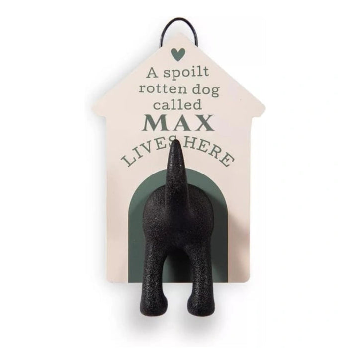  The History & Heraldry Personalised Dog Lead Hook for Max mounts easily beside your front door. 