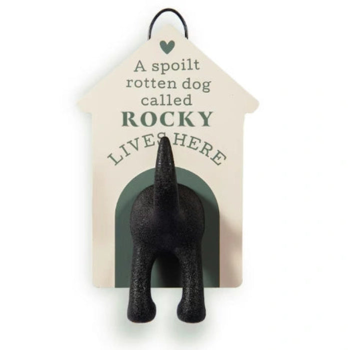 Celebrate Rocky every day with this charming H & H Gifts Personalised Dog Lead Hook. 