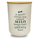 Celebrate Milo every single day with this charming personalised dog treat jar by History & Heraldry.