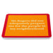 Orange coaster with white text "Mr. Rogers"  on a red border