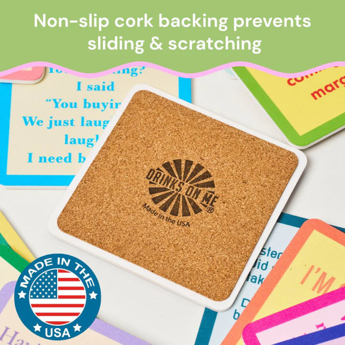 This 4-inch Drinks on Me Teenager Cat Coaster features a relatable cat design that speaks to every cat parent.