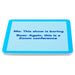 Blue rectangular drink coaster with humorous text " Zoom meeting on a white background. 