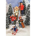 Set of  Byer's winter-themed figurines- (ONLY boy included ) in snow gear and sleds against a snowy landscape.