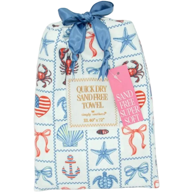 Simply Southern brings you the Quick Dry Towel in Lobster Patch a fun, coastal-inspired towel.
