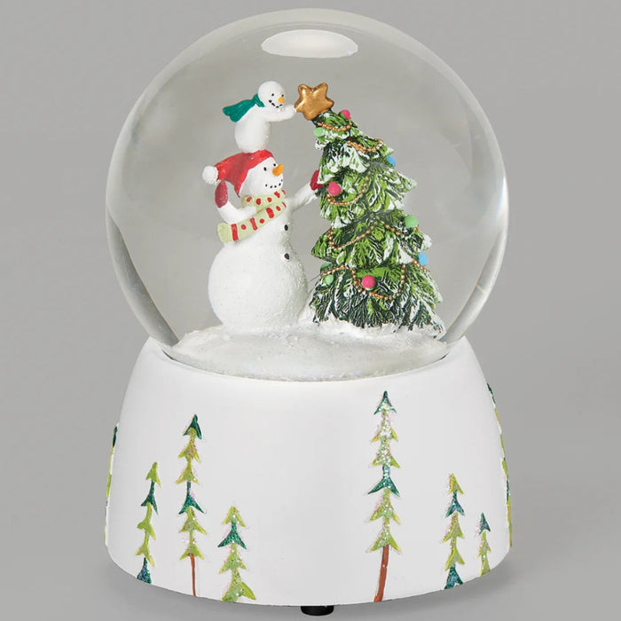 Glitterdome Musical Snowman's Winter Decorating holiday snow globe with festive snowman scene