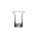 A transparent glass vase with a smoothly curved base, highlighting its simple yet sophisticated shape.