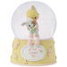 This snow globe, a young girl snuggles her sweet bunny.