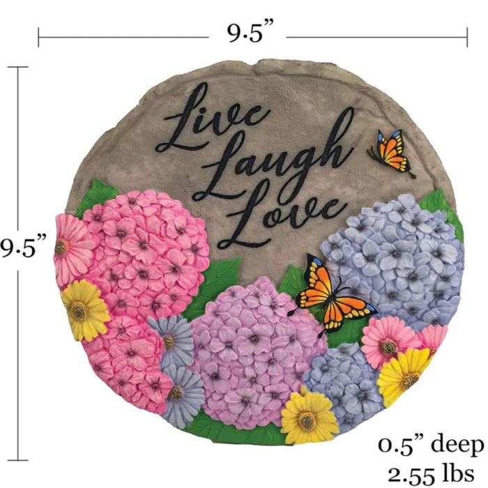 The Spoontiques Live Laugh Love Stepping Stone features an uplifting sentiment in a beautifully crafted resin design.