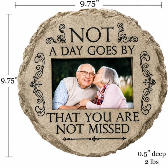 The Spoontiques Not A Day Goes By Memory's Stepping Stone features a heartfelt memorial message on durable hand-painted resin. 