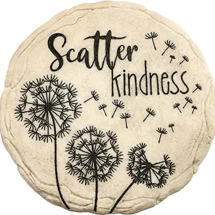 The Spoontiques Scatter Kindness Stepping Stone features a hand-painted dandelion design on durable resin. 