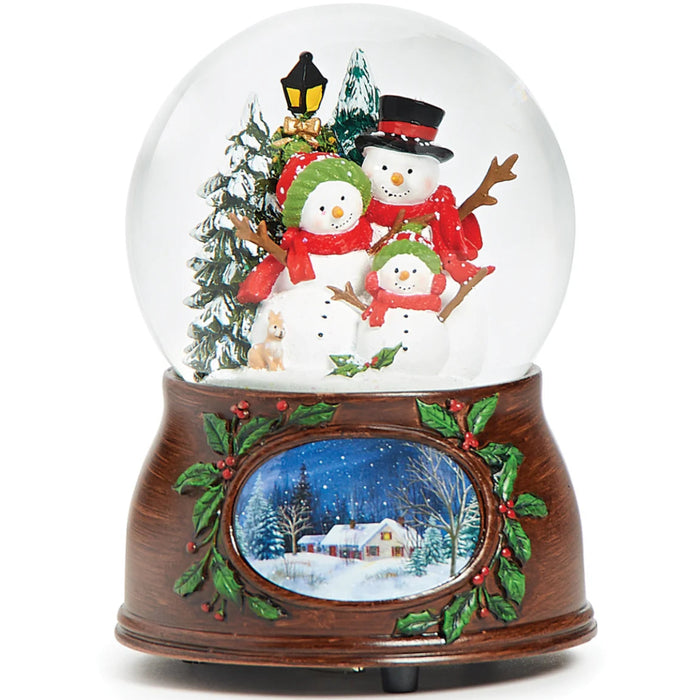 Glitterdome Musical A Snowman's Christmas Story holiday decoration with whimsical snowman scene