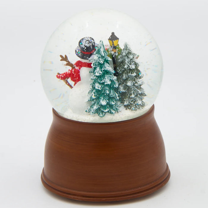 Glitterdome Musical A Snowman's Christmas Story holiday decoration with whimsical snowman scene