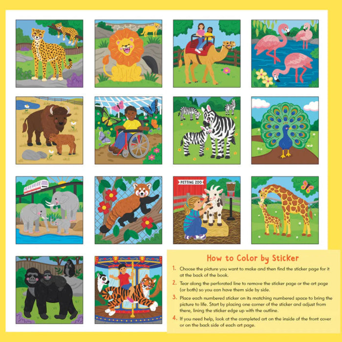 At the Zoo is perfect for young children who love sticker art and amazing animals.