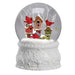 musical glitter dome featuring a red cardinal perched beside decorative birdhouses in a sparkling snowy winter scene.