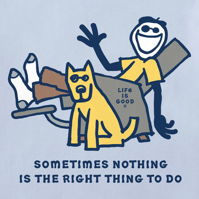 Light blue long-sleeve shirt with graphic design and text