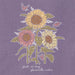Illustration of sunflowers and butterflies on a purple background with 'fall is my favorite color' text.