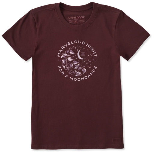 Maroon t-shirt with 'Marvelous Night for a Moondance' design on a white background