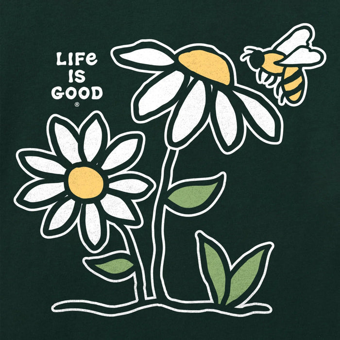 Floral design with 'Life is Good' text on a dark background