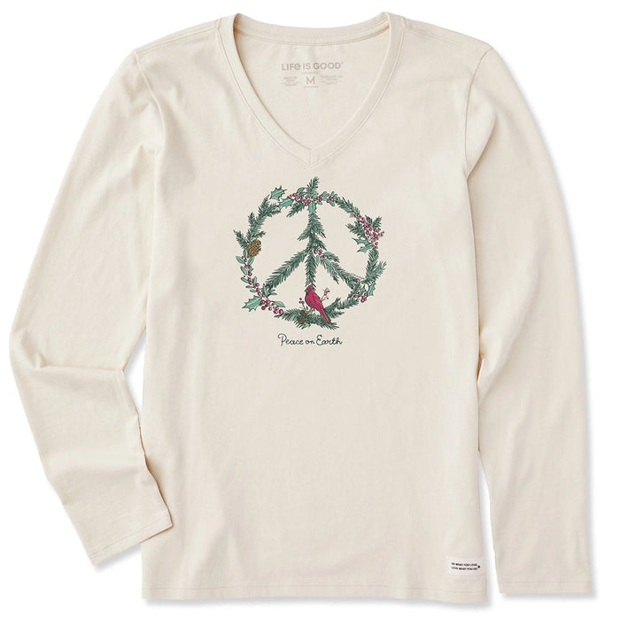 Life Is Good : Winter Pines Peace Long Sleeve Tee - Vee neck