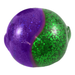 Purple and green glittery ball on a white background