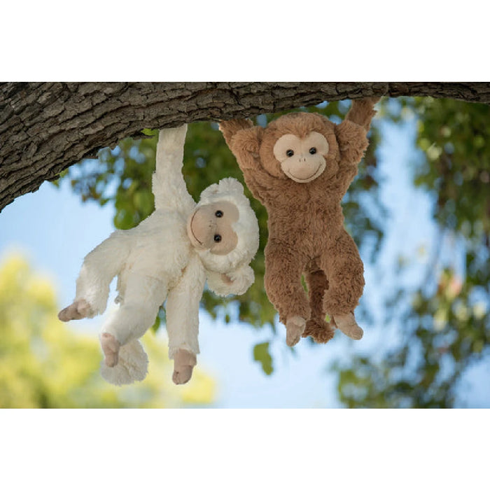 A cute stuffed monkey against a clean white background.
