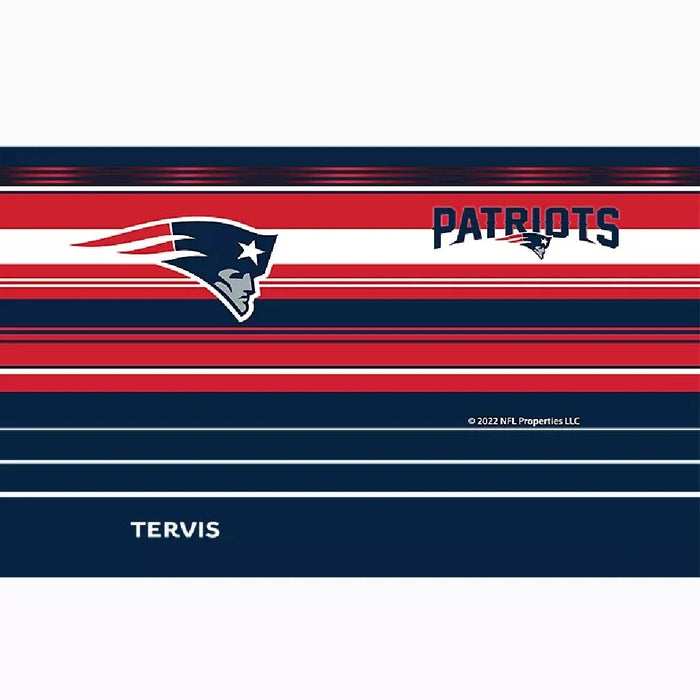 A tumbler adorned with the New England Patriots logo, ideal for supporters of the NFL team.