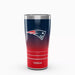 New England Patriots tumbler displayed, featuring team colors and logo prominently on the surface.
