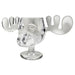 Clear glass reindeer-shaped drinkware on a white background