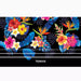 A stylish black tumbler showcasing a lively tropical print.