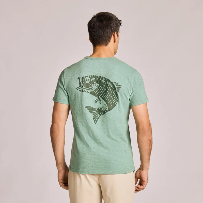 Life Is Good : Men's Woodcut Fish Short Sleeve Slub Slim T-Shirt