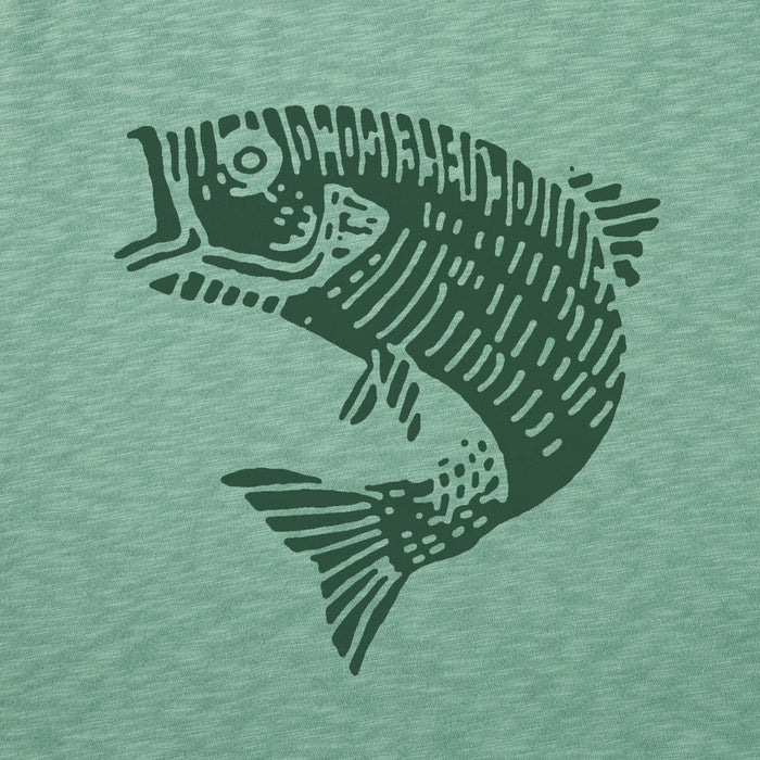 Life Is Good : Men's Woodcut Fish Short Sleeve Slub Slim T-Shirt