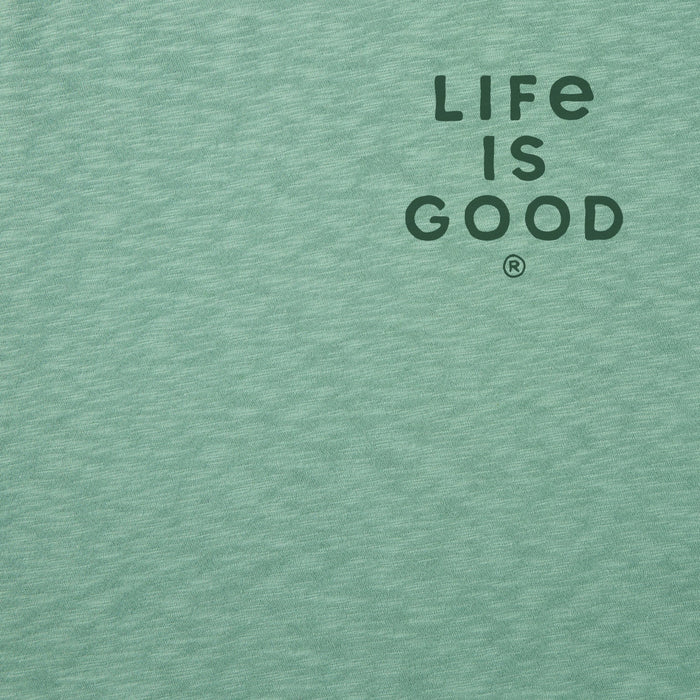 Life Is Good : Men's Woodcut Fish Short Sleeve Slub Slim T-Shirt