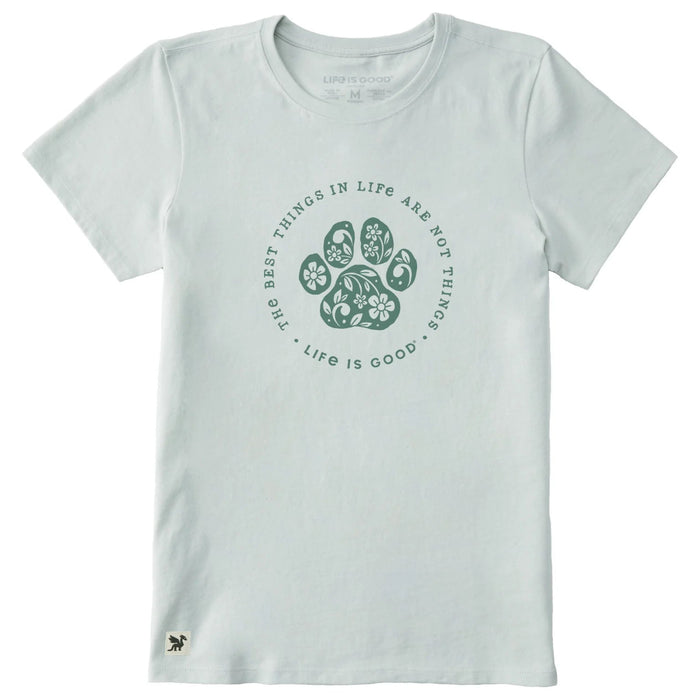 Life Is Good : Women's Best Things in Life Are Dog Paws Floral Short T-Shirt