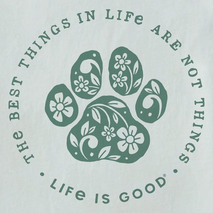 Life Is Good : Women's Best Things in Life Are Dog Paws Floral Short T-Shirt