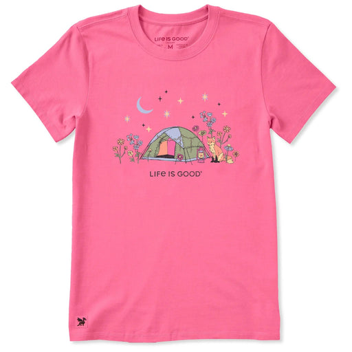 Life Is Good : Women's Camping Fox Flowers Short T-Shirt