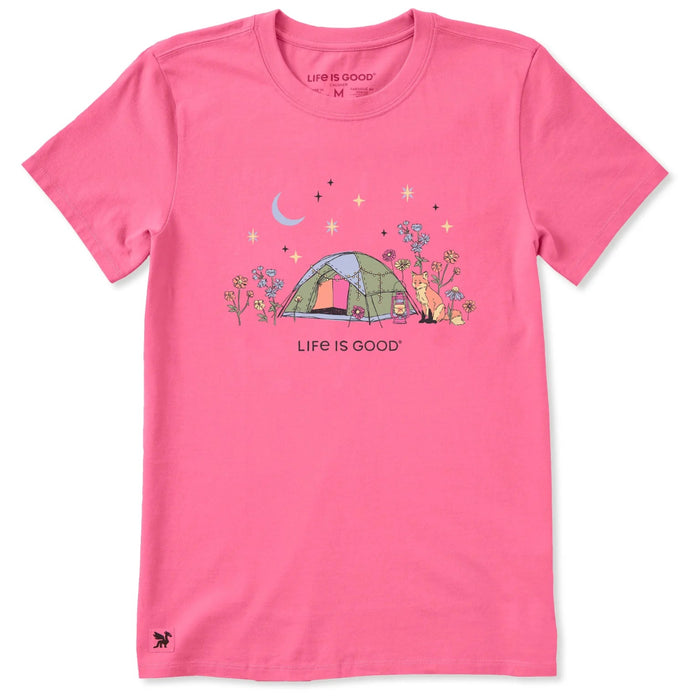 Life Is Good : Women's Camping Fox Flowers Short T-Shirt