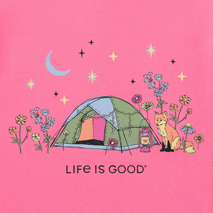 Life Is Good : Women's Camping Fox Flowers Short T-Shirt
